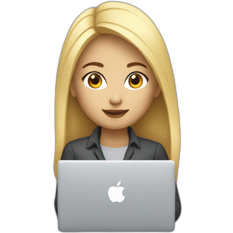 blonde asian female software engineer with Macbook on the side emoji