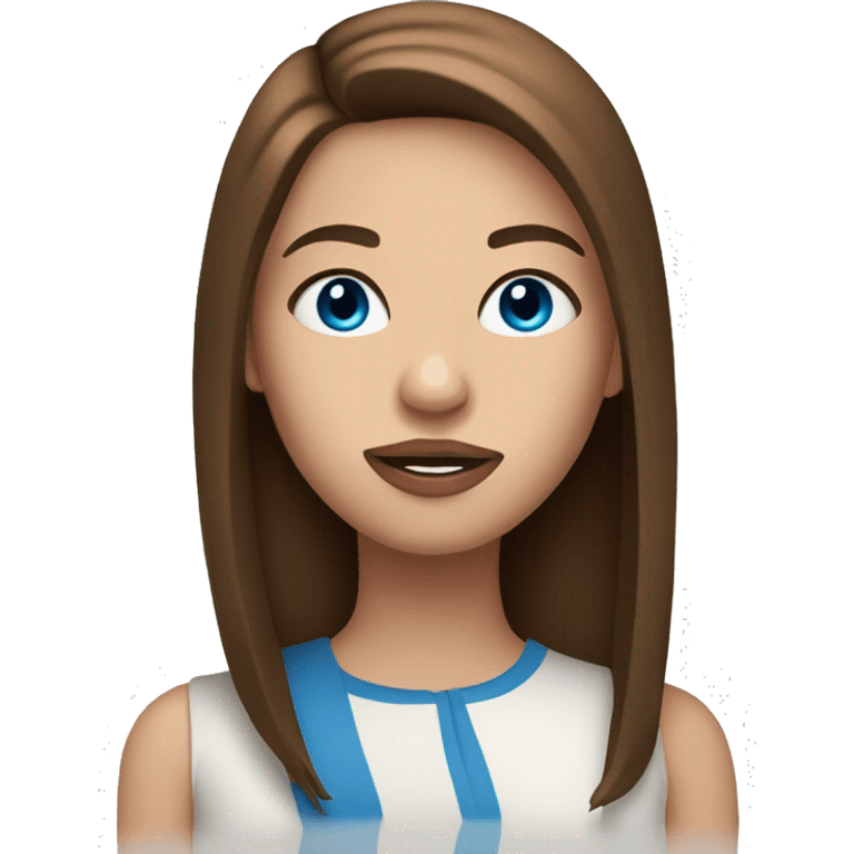 Girl with brown straight hair, blue eyes and big lips  emoji