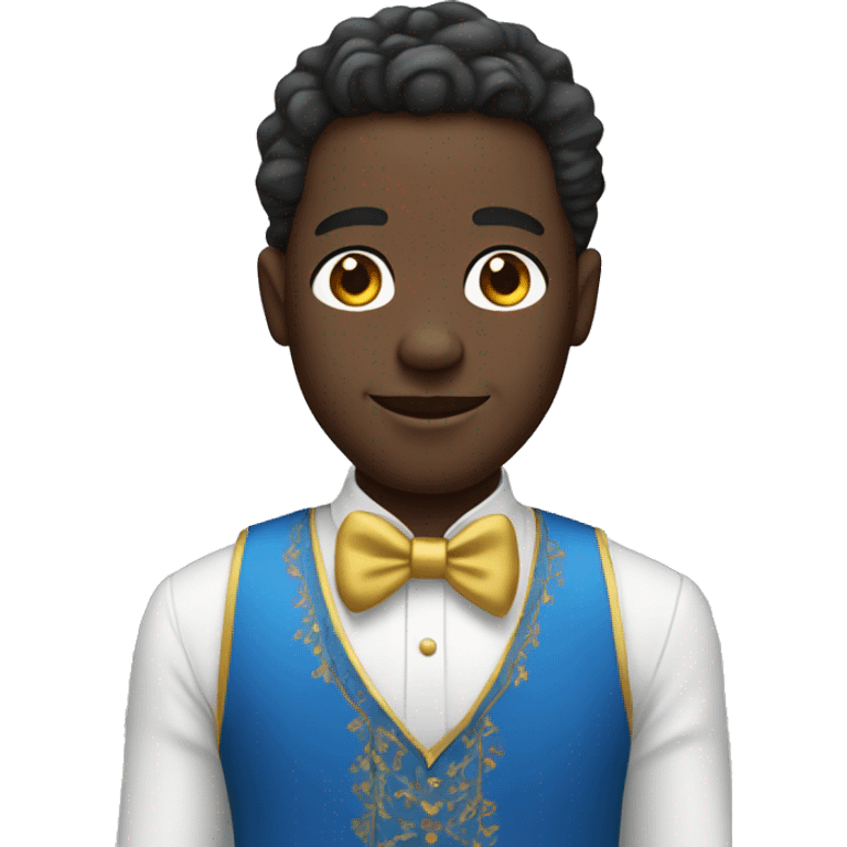 Black guy with blue ushakana and fancy clothes emoji