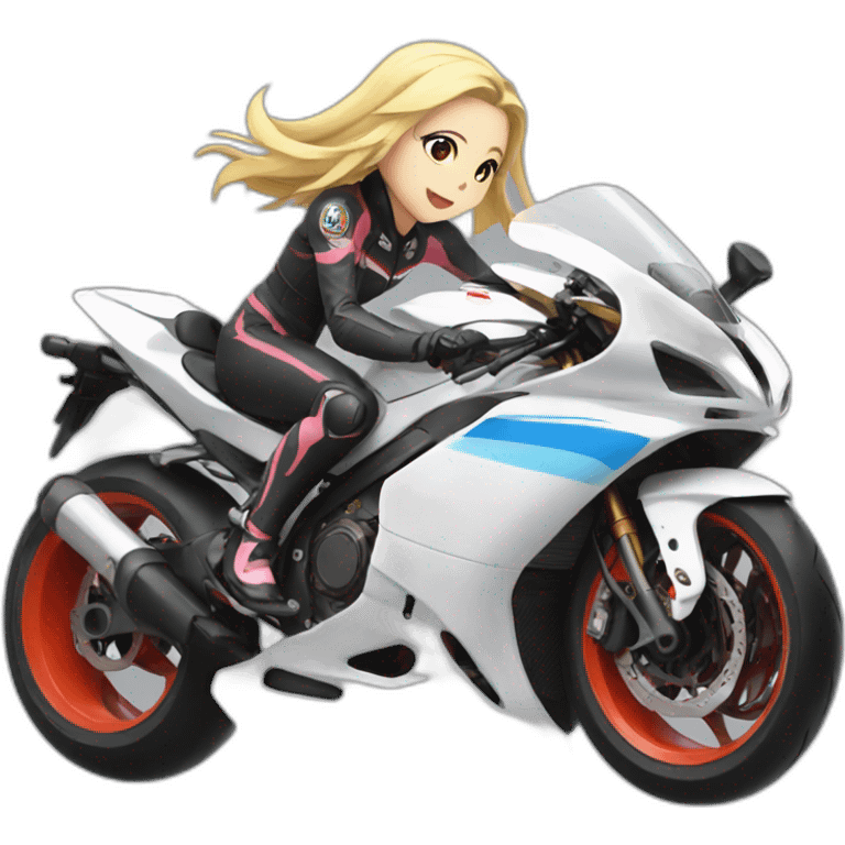 Anime girl on a racing bike emoji