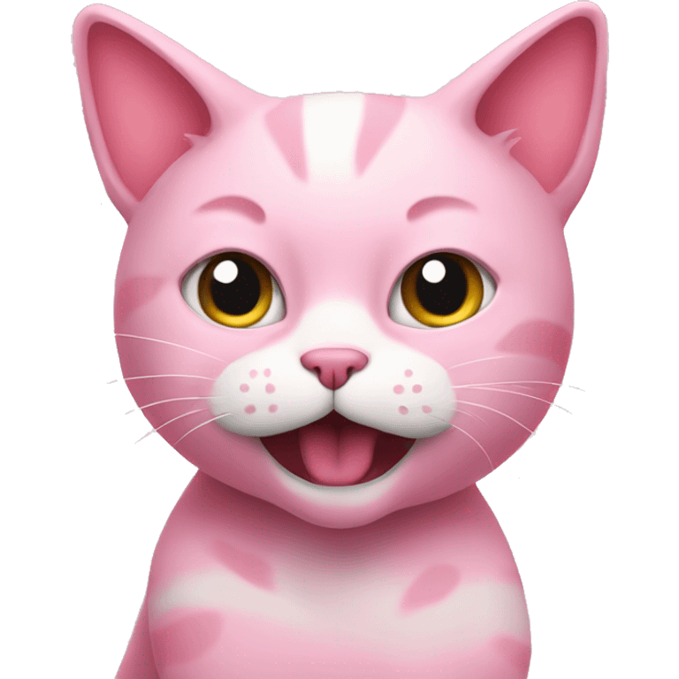 Pink cat calling someone an idiot emoji