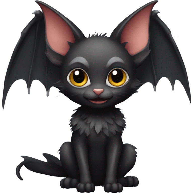 Black-Vampire-Batty-Lykoi-Cat-Fakémon-Cat With Bat-wings as ears  emoji