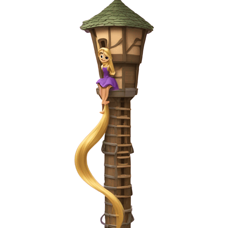 Rapunzel hanging from her tower emoji