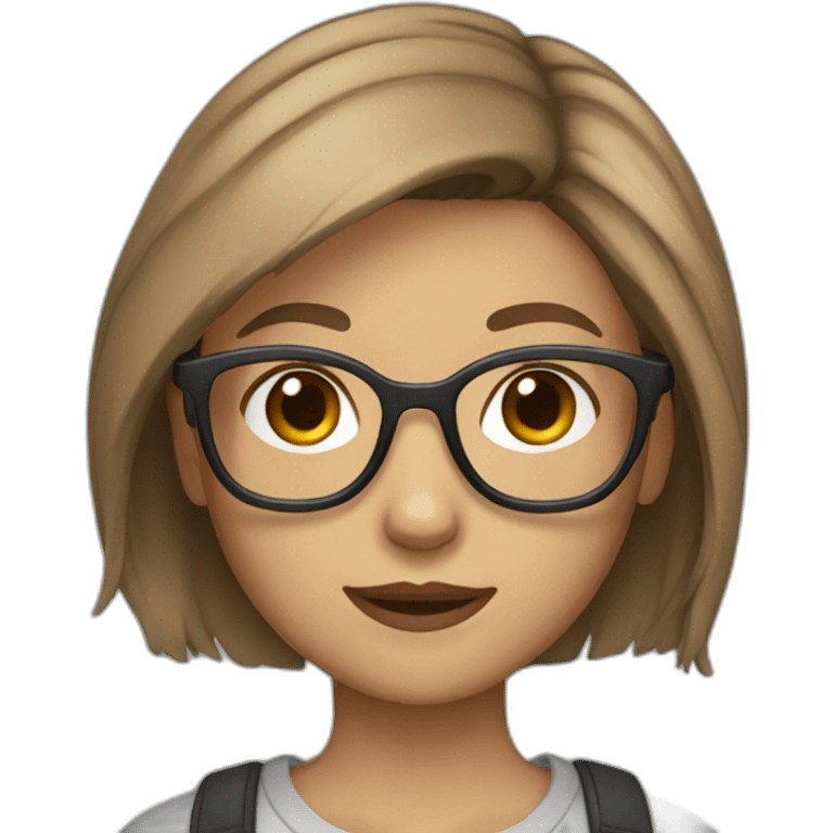 girl with glasses and light brown hair wolf cut style emoji