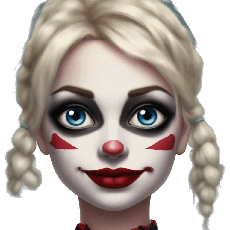 iPhone in Harley Quinn style, oil paint, mysterious eyes, intricate lips, masterpiece portrait, odd perspective, beautiful, desirable, logical emoji