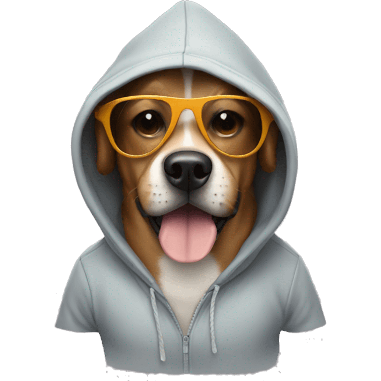 Dog wearing a hoodie with sunglasses  emoji