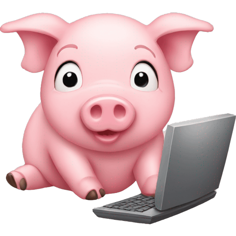 pig love working computer emoji