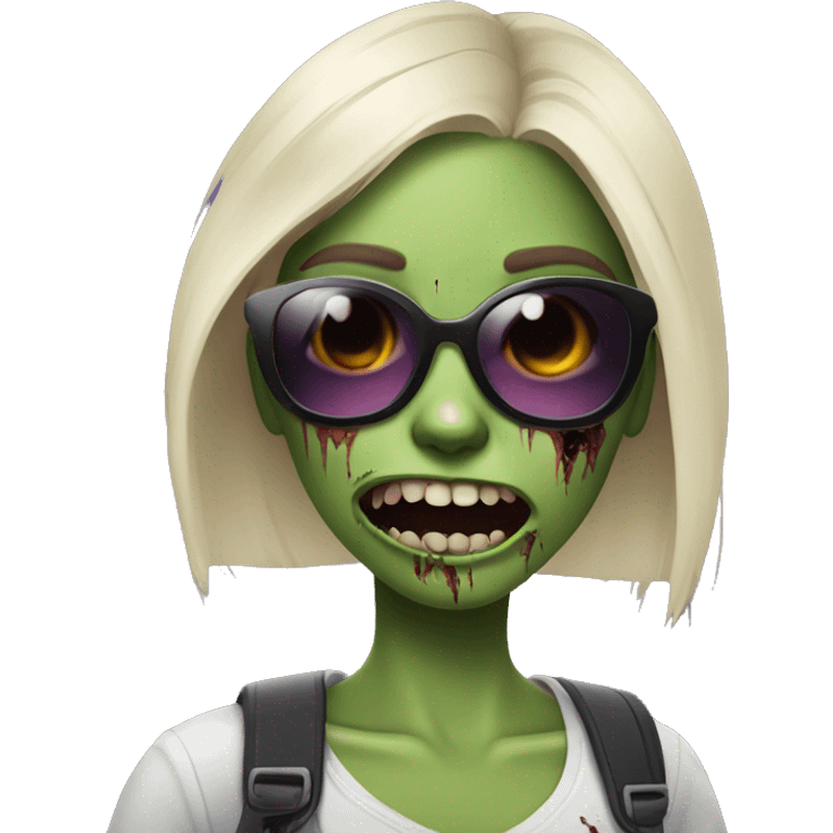 Zombie Girl in sunglasses makes a selfie emoji