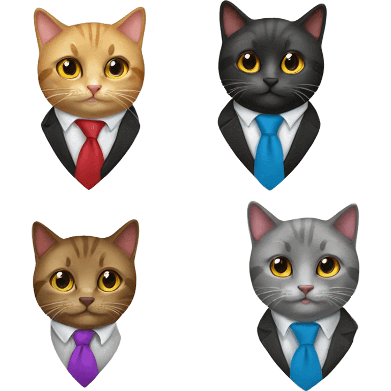 5 cats wearing neckties emoji