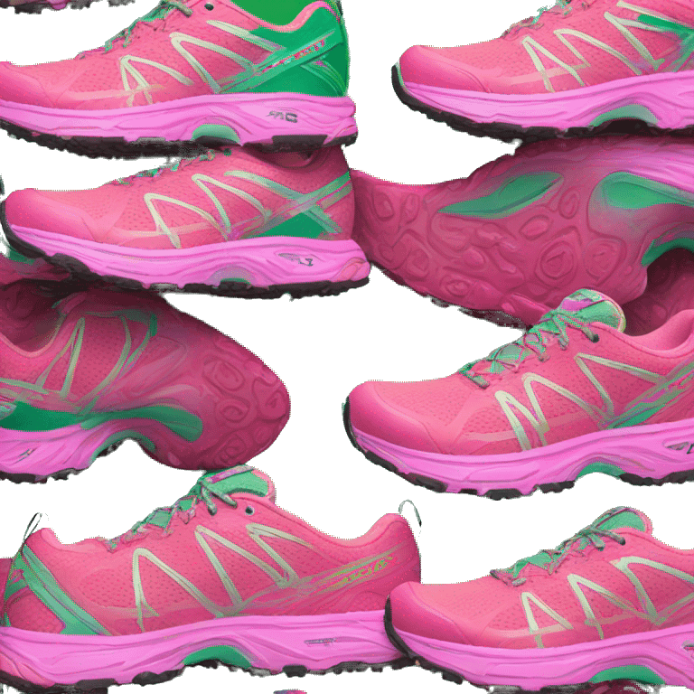 pink green salomon xt rush 2 shoes emoji