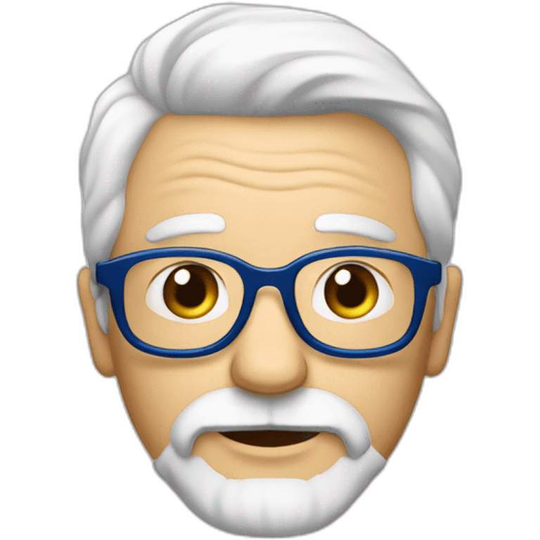 Abuelo con barba blanca y lentes azules, pelo blanco emoji