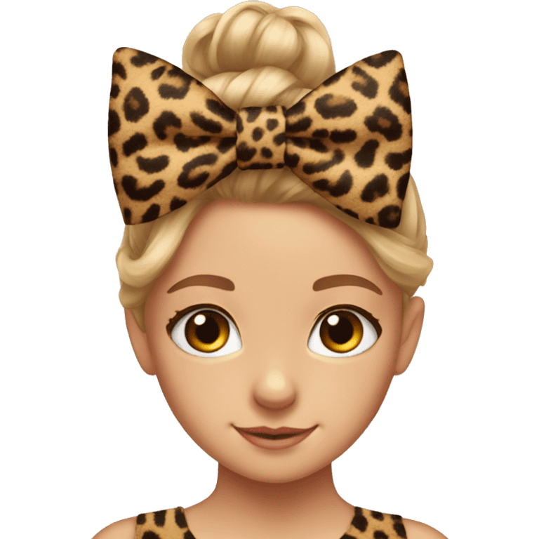 leopard print bow in girls hair emoji