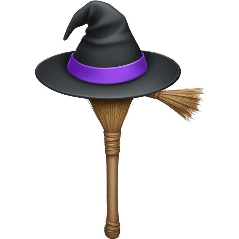 Hat witch and broom emoji