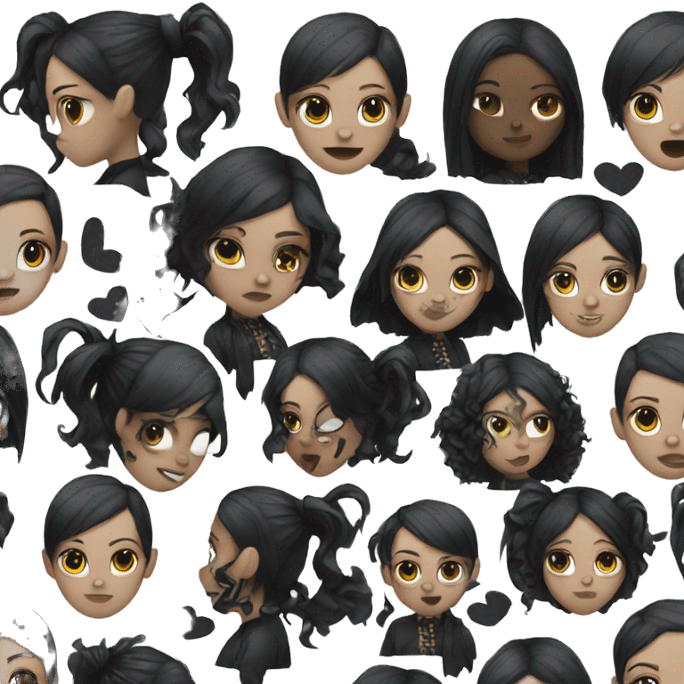 Goth girl with black hair emoji