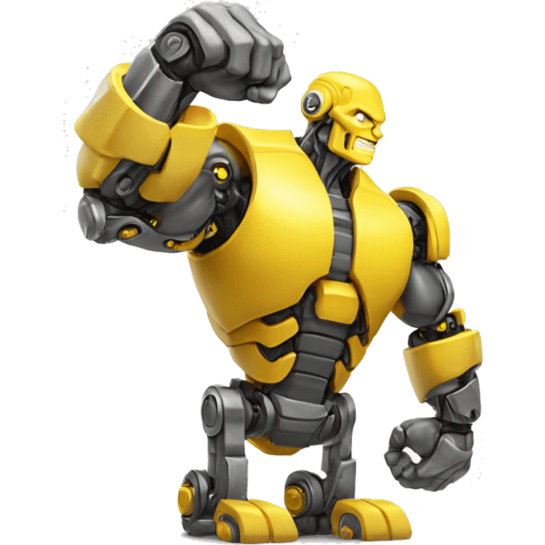 Flexing yellow mechanical cyborg bicep and arm emoji