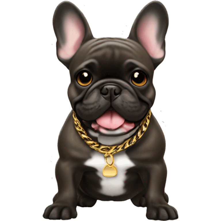  Brindle French bulldog with tongue and gold chain emoji