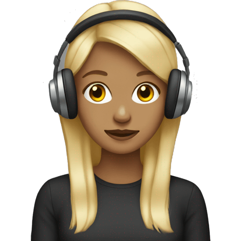 dark blondie wearing headphones  emoji