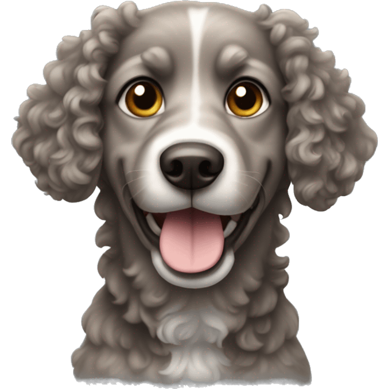 Curly brown-grey dog emoji