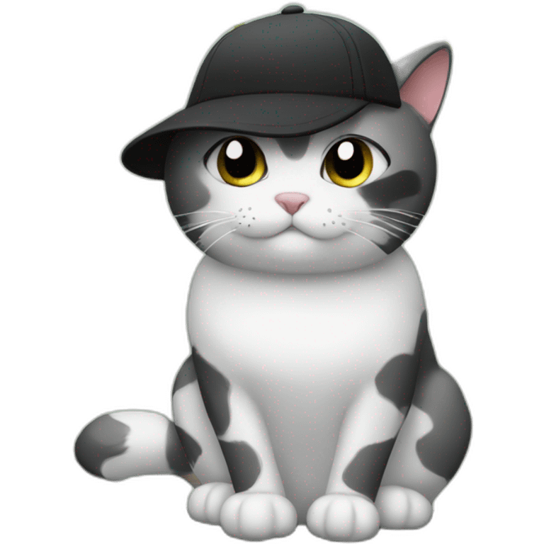 Cat white black cap in front of a tree emoji