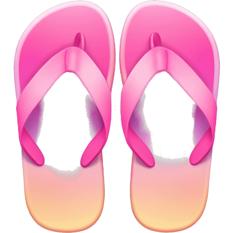 Realistic light pink gradient pair of summer flip flops isolated. emoji