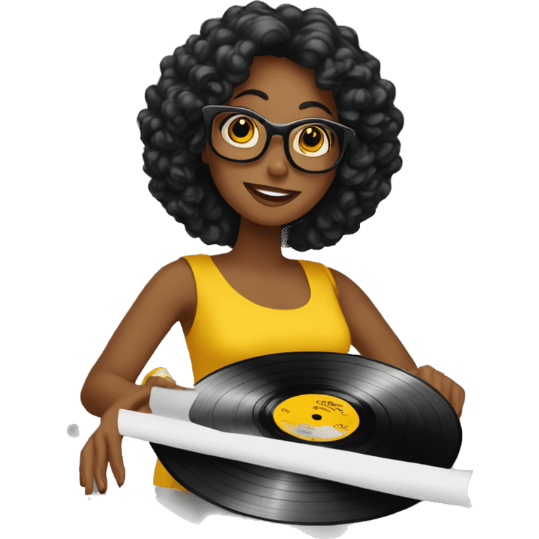 lady collecting vinyl records emoji