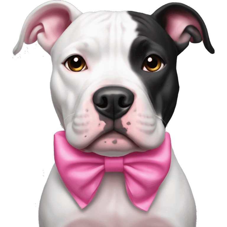 Black and White Pitbull with Pink Bow on Head emoji