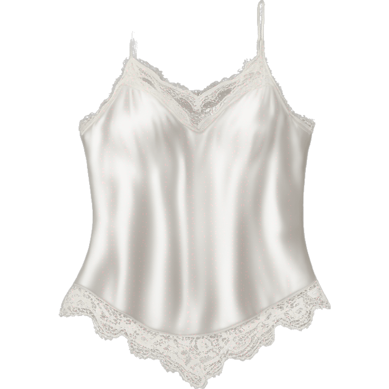 Realistic isolated white lace silk camisole.  emoji