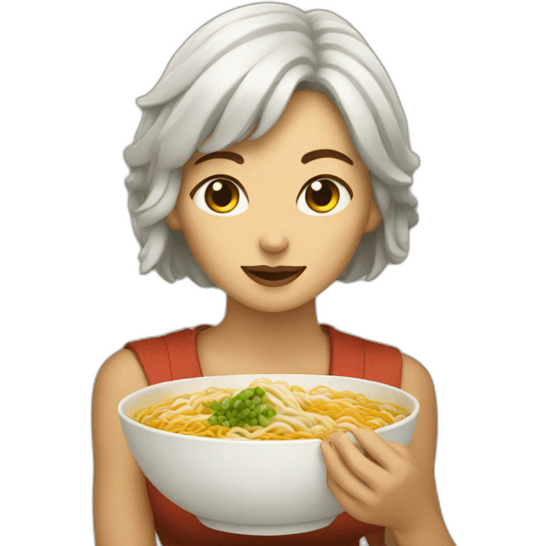 Golden woman eating ramen emoji