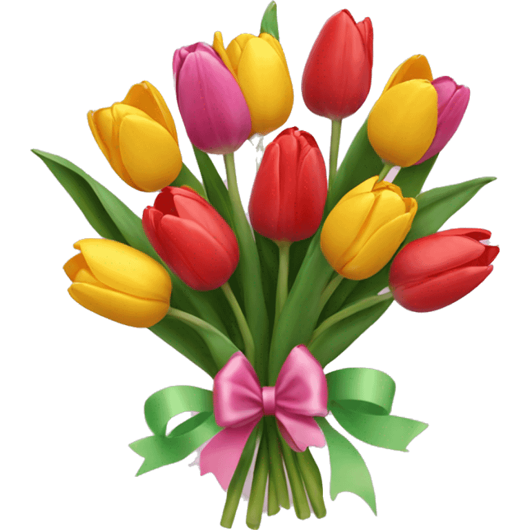 Bouquet of tulips with a with a bow emoji