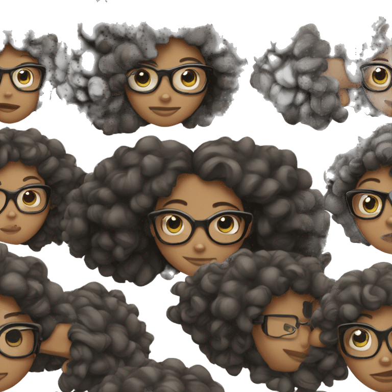 black girl with curly hair and glasses emoji