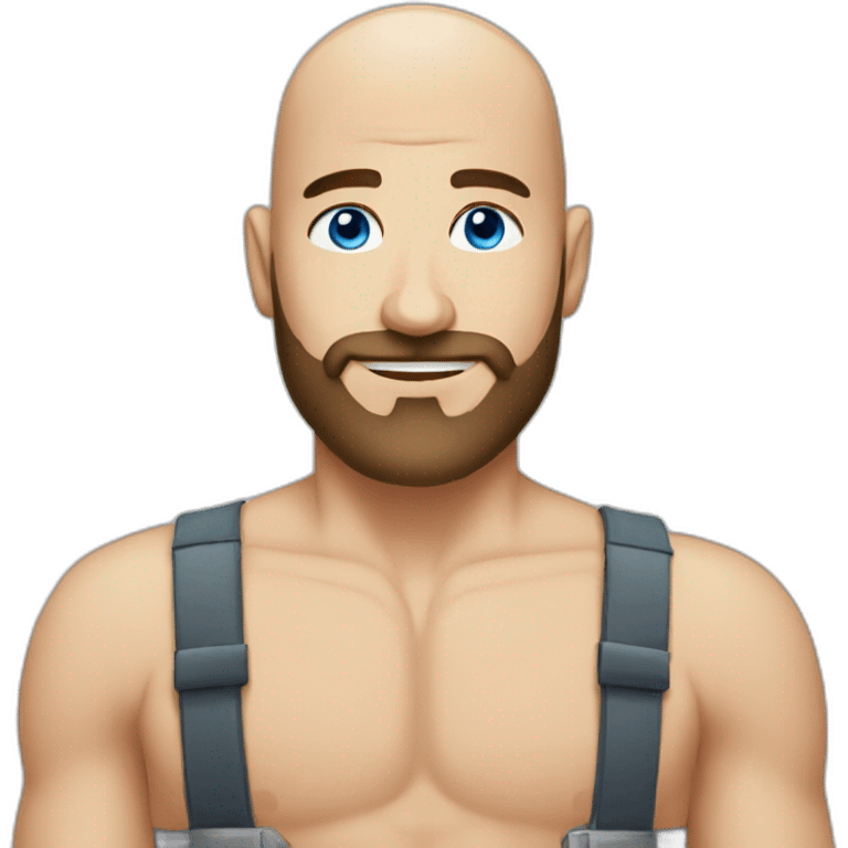 Sexy bald man with a three-day beard with blue eyes. emoji