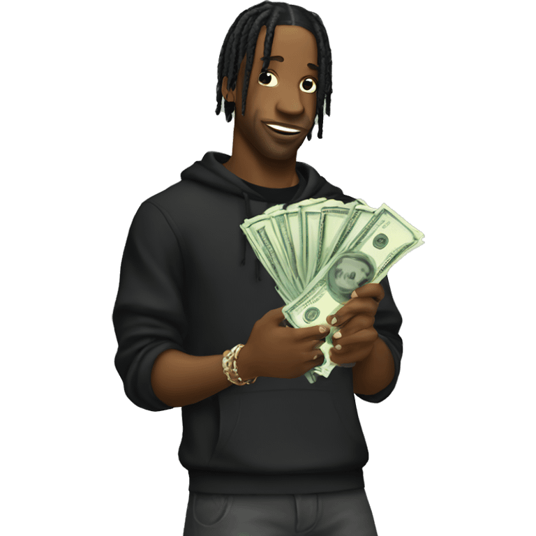 Travis Scott holding money emoji