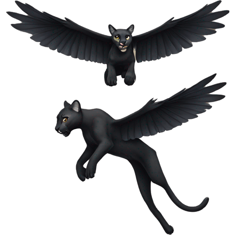 winged black puma flying emoji