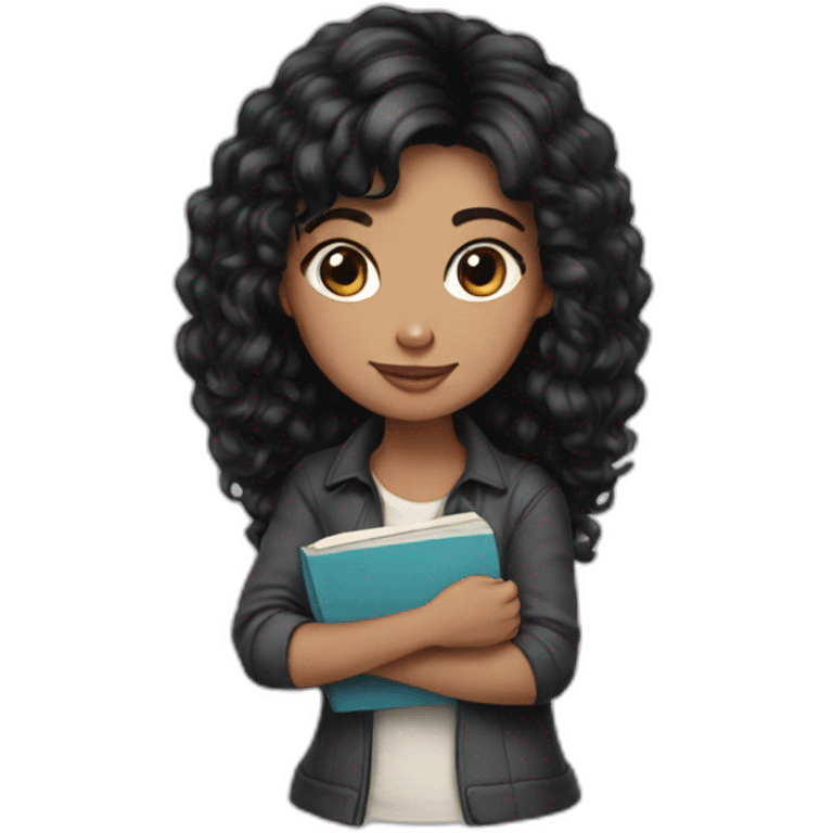 Girl-black hair- with book emoji