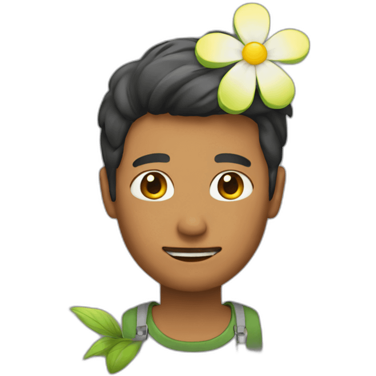 A man with a flower emoji