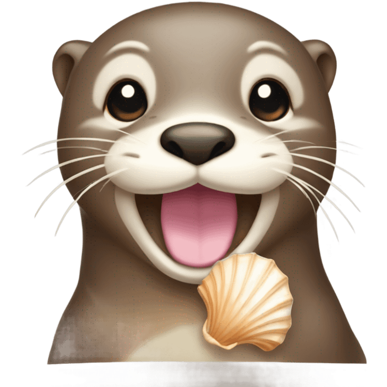 A cute and happy-looking otter face wearing seashell accessories. emoji