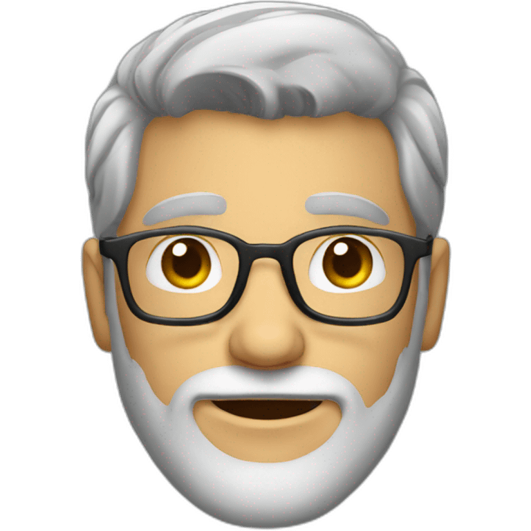 young guy bearded grey hair with glasses emoji