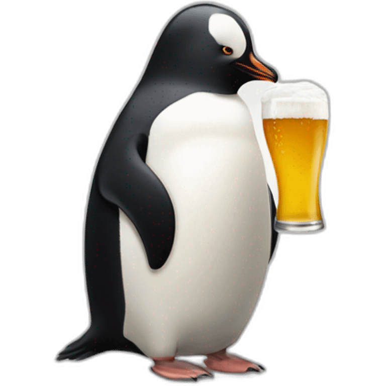 Un pingouin qui boit une bière emoji