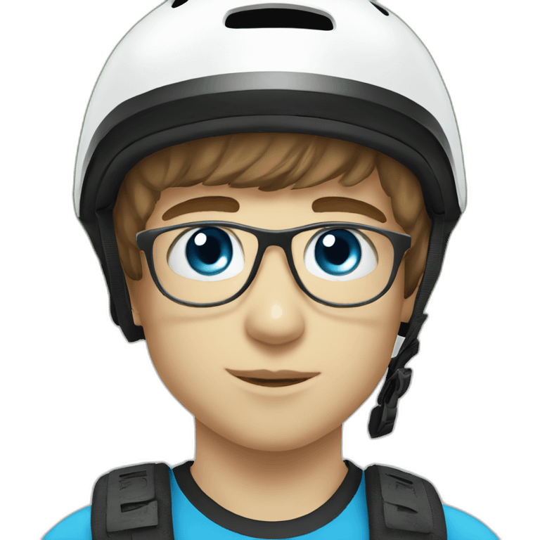 Bmx boy white helmet blue eyes emoji