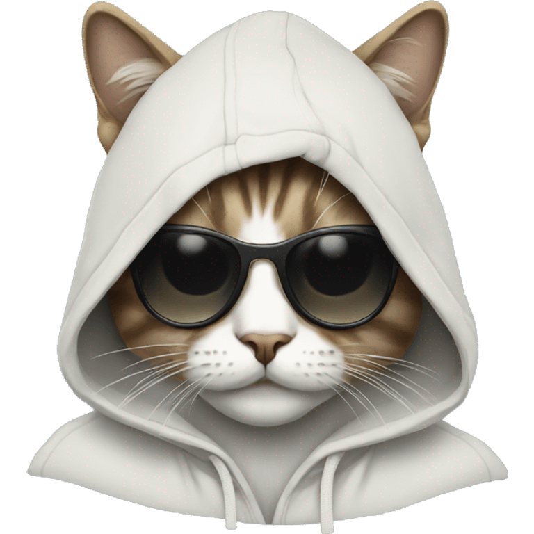 Cat with sunglasses and hoodie emoji