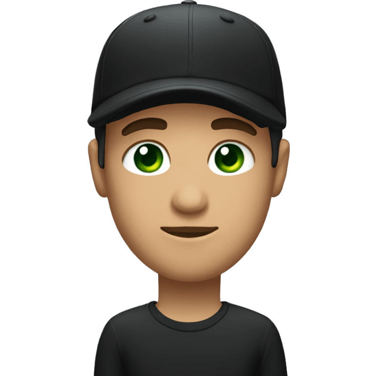 Guy in black cap with green eyes emoji