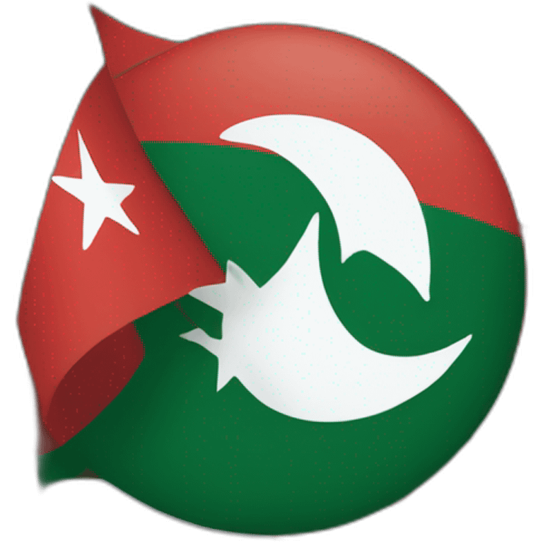 PTI party flag half red and half green with crescent and a star like Pakistan flag emoji