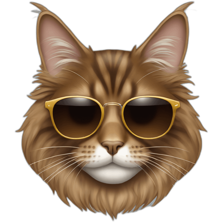 Brown maine coon with sunglasses emoji