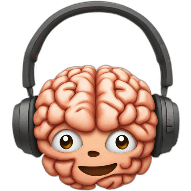 brain headphones happy emoji