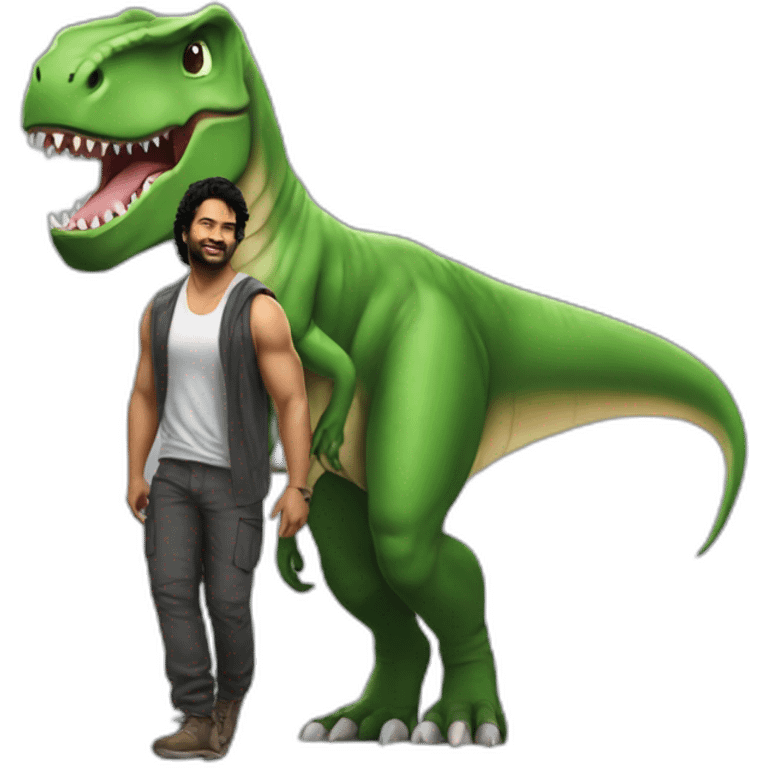 Prabhas along with T-rex emoji