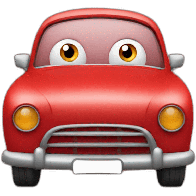 a red car and a surprised man emoji