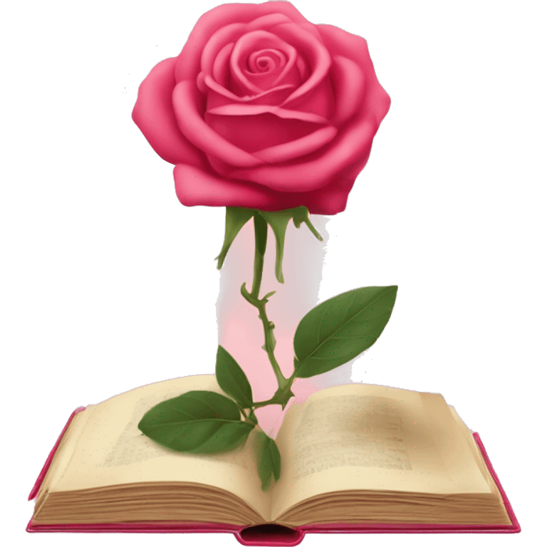 Un libro rosado cerrado y en la portada una rosa 🌹  emoji