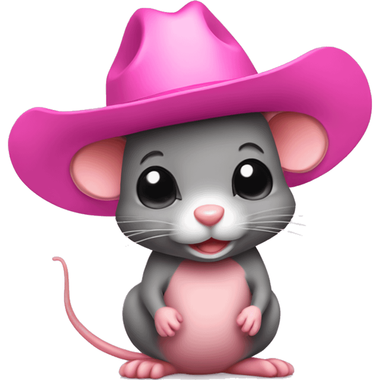 Cute mouse with pink cowboy hat emoji