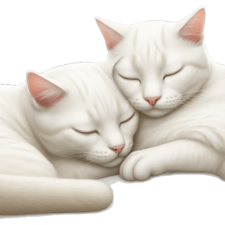 Two white cats sleeping and hugging each other  emoji