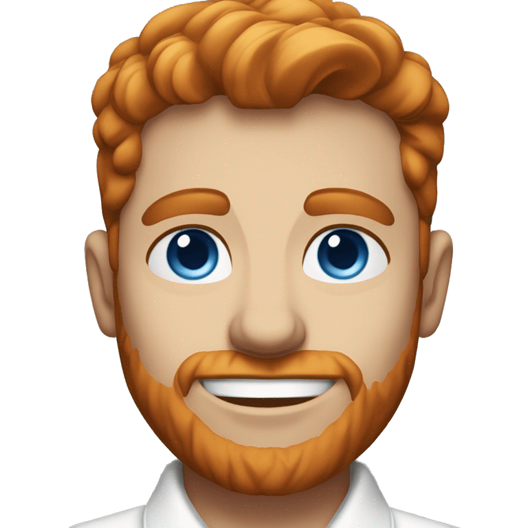 Portrait of an adult guy with red hair, light skin, stubble, blue eyes, wearing a white office shirt. emoji